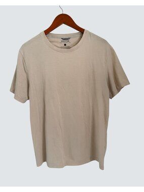 Porter & Ash Beige Crew Neck Performance Tee Cotton 5% Elastane Soft Lightweight